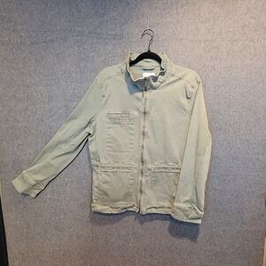Liz Claiborne Women Utility Jacket Green Zip Front Drawstring‎ Waist Size L